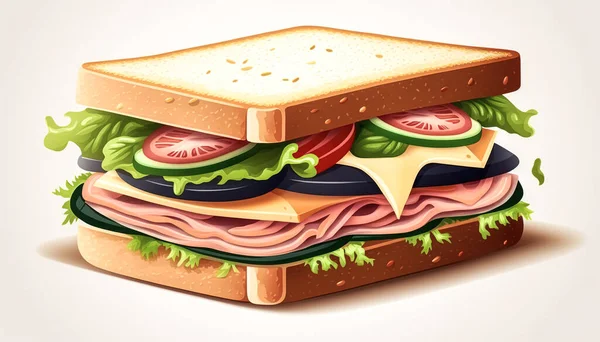 Appetizing Sandwich Dengan Sayuran Segar Camilan Sehat — Stok Foto