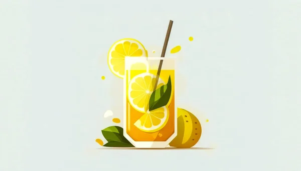Bir Bardak Limonata Taze Limon Izole Edilmiş Ferahlatıcı Yaz Içeceği — Stok fotoğraf
