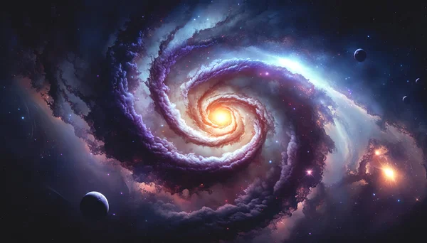 Realistic spiral galaxy with stars, stars from space galaxy stardust. Can be used on flyer banners, web and other projects.