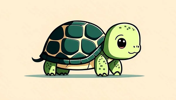Szczęśliwy Ładny Żółw Spacery Uśmiechem Ilustracja Kreskówki — Zdjęcie stockowe