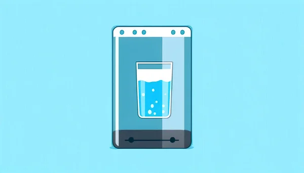A glass of sparkling water on a blue background, the concept of a water machine.