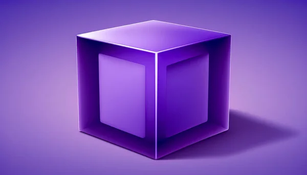 Volumetric Purple Cube Isolated Purple Background — Stock Photo, Image