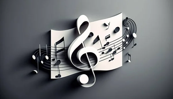 Fondo Musical Volumétrico Con Una Clave Notas Agudas Concepto Creatividad — Foto de Stock