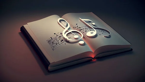 ノートに描かれた音楽のキー 音楽的創造性の概念 — ストック写真