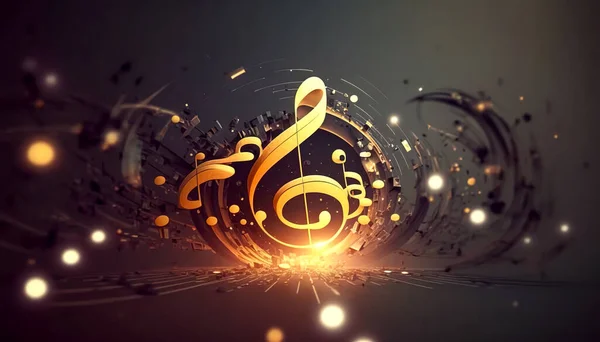 Volumetric Musical Background Treble Clef Notes Concept Musical Creativity — Stock Photo, Image