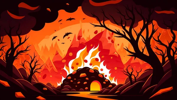 Ormanda Yangın Parlak Alevler Ateş Elementi — Stok fotoğraf