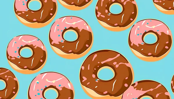 Abstracte Achtergrond Met Donuts Patroon Cartoon Illustratie — Stockfoto