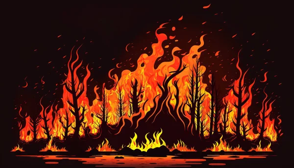 森の中の火 明るい炎 火の要素 — ストック写真