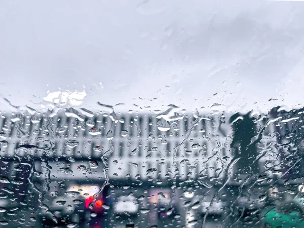 Raindrops Window Close Abstract Natural Background Flat Lay — Stock Photo, Image