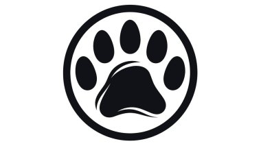 Logo with a step of a cats paw, minimalist and simple logo, flat style, modern icon and symbol. clipart