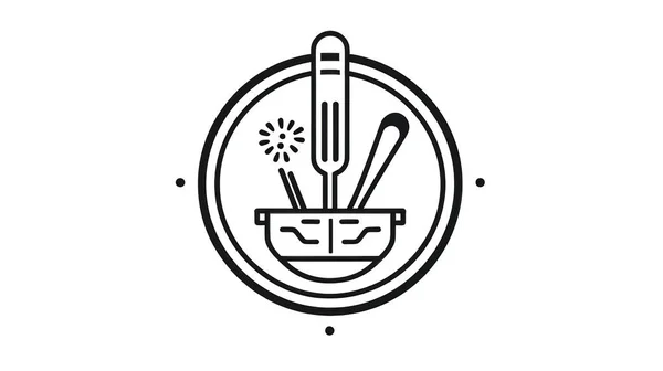 배경에 뜨거운 음식이 레스토랑이나 카페의 로고는 절연되어 — 스톡 사진