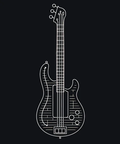 ブラックを基調としたエレキギターとミニマルなイラスト ギターのアウトライン エンブレムやロゴ — ストック写真