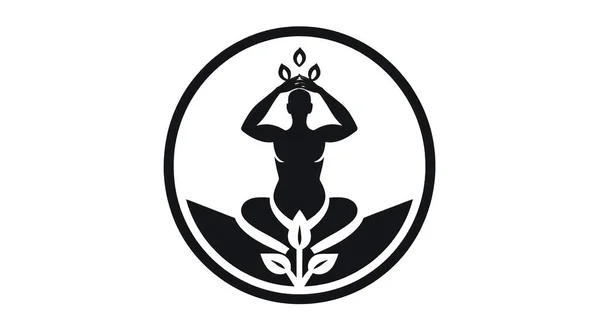 Logotipo Minimalista Para Estudio Yoga Emblema Forma Redonda Concepto Autoconocimiento —  Fotos de Stock