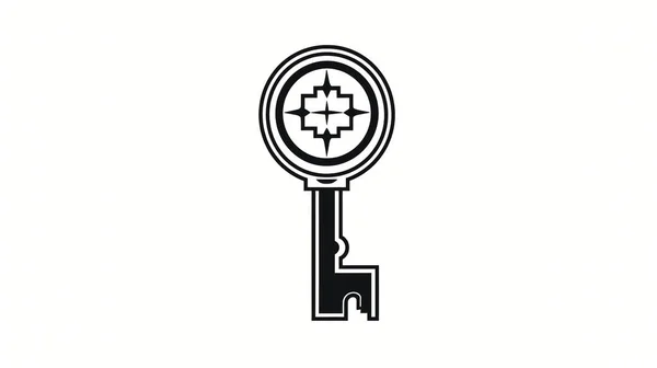 Vintage Σκελετός Κλειδί Σιλουέτα Παλιά Κλασική Πόρτα Κλειδί Λογότυπο — Φωτογραφία Αρχείου