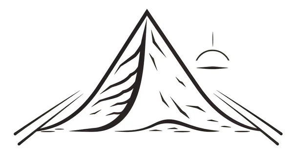 ミニマルなロゴ 白い背景の山の黒い輪郭 — ストック写真