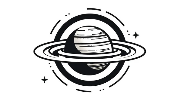 ラインミニマリスト惑星と空のスペースのロゴデザイン孤立 — ストック写真