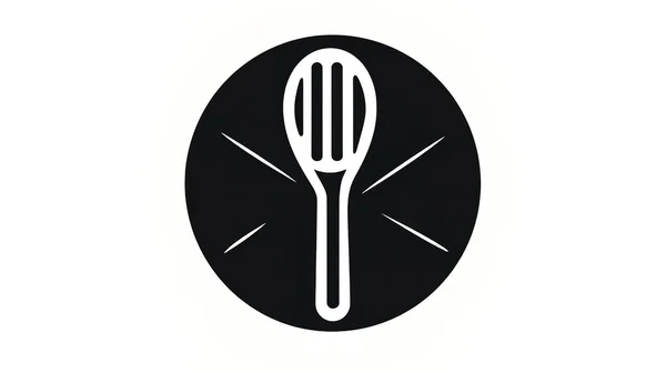 Flat Icona Spatola Cucina Nera Sfondo Bianco Logo Minimalista — Foto Stock