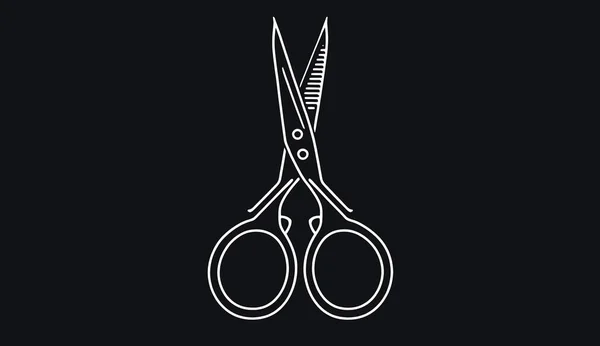 Minimalistisches Logo Für Schönheitssalon Friseur Schere Auf Schwarzem Hintergrund — Stockfoto