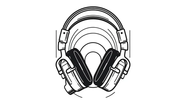 Minimalistinen Logo Täysikokoiset Kuulokkeet Minimalistinen Yksinkertainen Logo Tasainen Tyyli Moderni — kuvapankkivalokuva