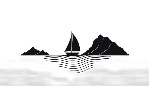 航海ロゴ 簡潔なシンプルなデザインのエンブレムテンプレート — ストック写真