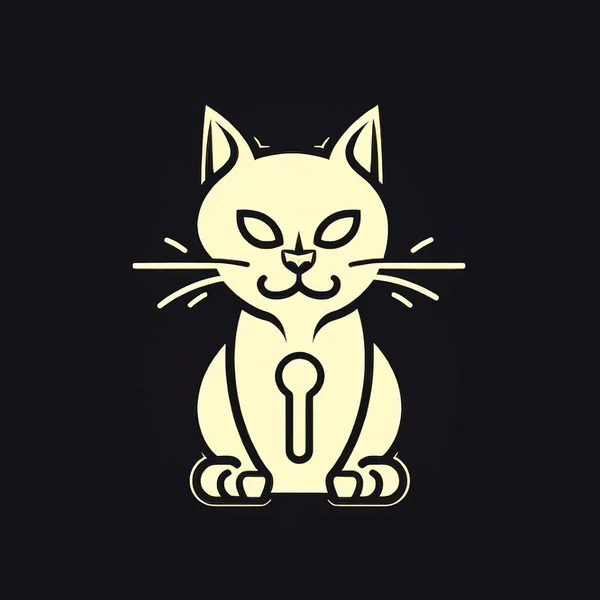 Creatief Logo Met Een Kat Met Een Sleutelgat Een Zwarte — Stockfoto