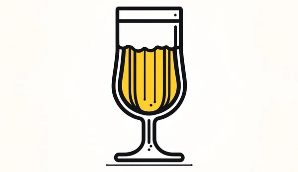 ビールのガラスとミニマルなロゴ アルコールとミニマリストエンブレム — ストック写真