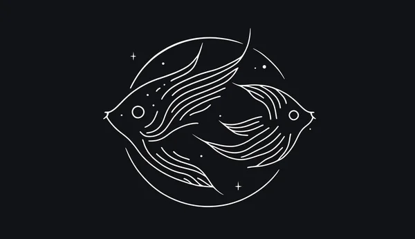 Minimalistická Šablona Loga Rybou Ryba Silueta Černém Pozadí — Stock fotografie