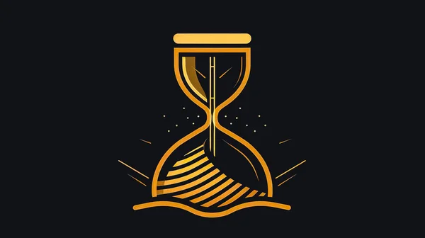 砂時計のシンボル ミニマルなロゴ 黒の背景に隔離されたエンブレム — ストック写真