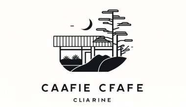 Bir kafe için minimalist logo, bir kurum için şablon, bir restoran.