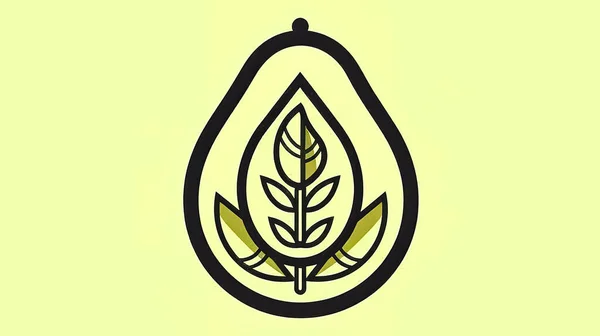 Logo Für Einen Veganen Bioladen Avocado Mit Blättern Symbol — Stockfoto