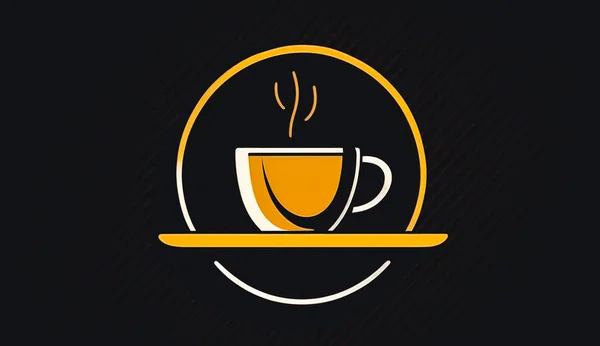 Wzór Logo Kawiarni Logo Kawiarni Filiżanką Kawy — Zdjęcie stockowe