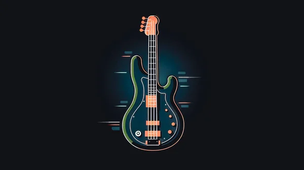 Kreatív Illusztráció Elektromos Gitárral Emblémával Logóval Egy Zenei Témában — Stock Fotó