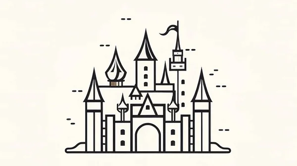 Logotipo Antigo Castelo Contorno Preto Branco Isolado — Fotografia de Stock