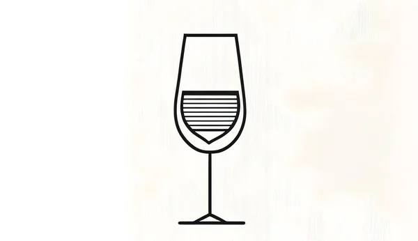 ワインのガラスとミニマリズムのロゴ アルコールとミニマリズムのエンブレム — ストック写真