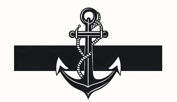 Logo Ancre Marine Minimaliste Emblème Nautique Pose Plate — Photo