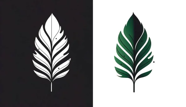 Logotipo Folha Minimalista Isolado Emblema Simples Conciso Para Negócios — Fotografia de Stock