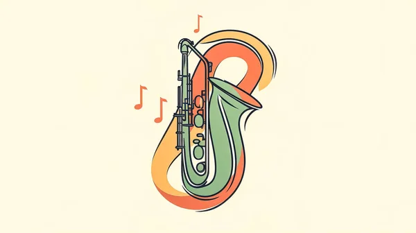 Kreativ Illustration Med Saxofon Generativ - Stock-foto