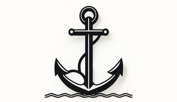 Minimalistic sea anchor logo, nautical emblem, flat lay.
