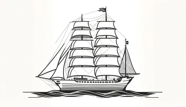 Emblemschablone Mit Schiff Nautischem Logo Prägnantes Einfaches Design — Stockfoto