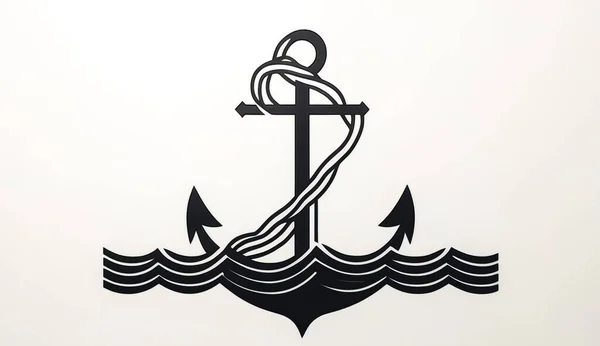 Minimalistisch Zeeanker Logo Nautisch Embleem Plat Gelegd — Stockfoto