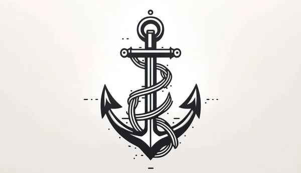 Минималистический Логотип Морского Якоря Морская Эмблема Плоский Узор — стоковое фото