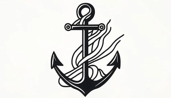 Logotipo Minimalista Del Ancla Del Mar Emblema Náutico Puesta Plana — Foto de Stock
