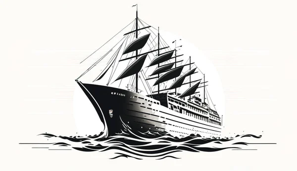 Gemi Amblemi Denizcilik Logosu Basit Tasarım — Stok fotoğraf