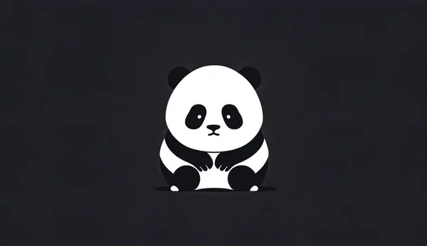 黑色背景上有熊猫的创意标志 — 图库照片