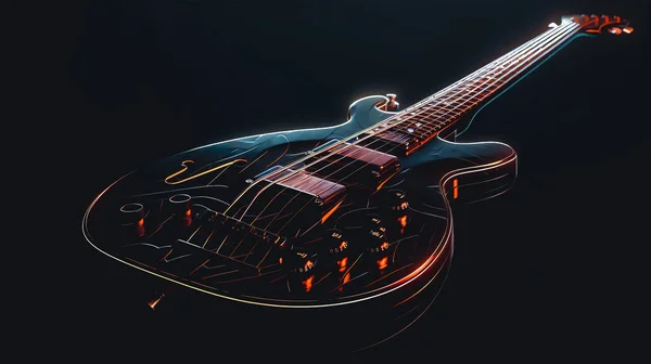 Karanlık Arka Planda Gerçekçi Bir Elektro Gitar Müzik Konsepti — Stok fotoğraf