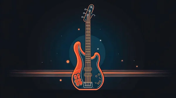 Illustration Créative Avec Guitare Électrique Emblème Logo Sur Thème Musical — Photo