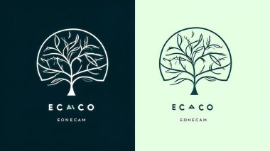 Minimalist logo, ekoloji konsepti, doğa bakımı, yeni yaşam ve Dünya Günü.