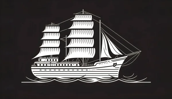 带有船舶 航海标志 简洁简洁设计的标志模板 — 图库照片