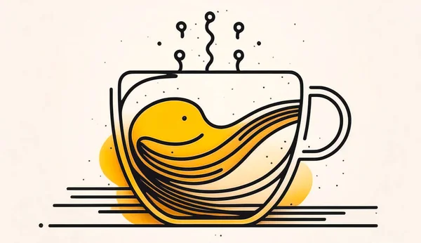 Wzór Logo Kawiarni Logo Kawiarni Filiżanką Kawy — Zdjęcie stockowe