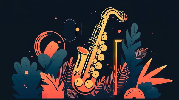 Kreativ Illustration Med Saxofon Generativ — Stockfoto